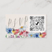 Wilde bloem Online RSVP QR Code Weddenschap Informatiekaartje (Voorkant)