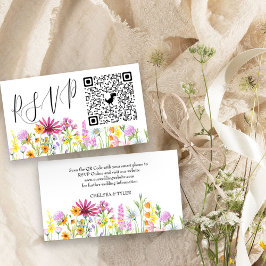 Wilde bloem Online RSVP QR Code Weddenschap Informatiekaartje