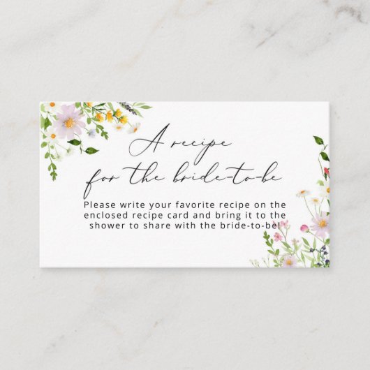 Wilde bloem Ontvang bruid Informatiekaartje (Voorkant)