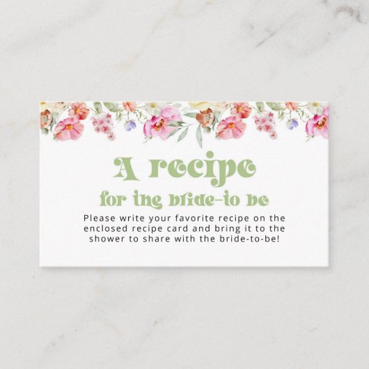 Wilde bloem Ontvang bruid Informatiekaartje (Voorkant)