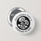 "Wilde bloem op hart" 2,25" Ronde Button (Voorkant /achterkant)