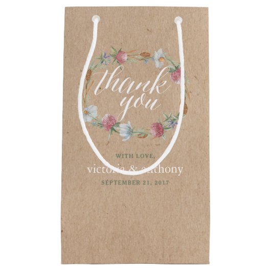 Wilde bloem op Kraft Country Weddenschap Klein Cadeauzakje (Voorkant)