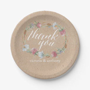 Wilde bloem op Kraft Country Weddenschap Papieren Bordje
