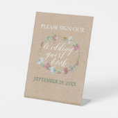 Wilde bloem op Kraft Country Weddenschap Reclamebord Met Voetstuk (Voorkant)