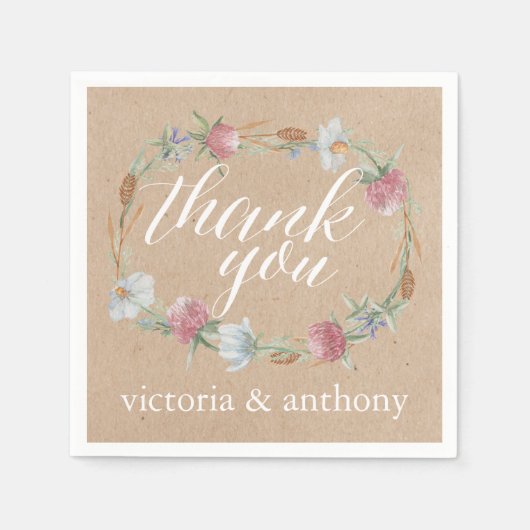 Wilde bloem op Kraft Country Weddenschap Servet (Voorkant)
