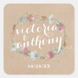 Wilde bloem op Kraft Country Weddenschap Vierkante Sticker