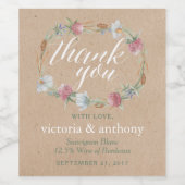 Wilde bloem op Kraft Country Weddenschap Wijn Etiket (Enkel label)