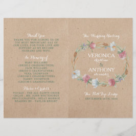 Wilde bloem op kraft country Wedding Programme