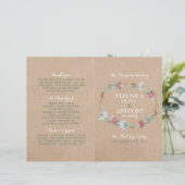 Wilde bloem op kraft country Wedding Programme (Staand voorkant)
