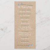 Wilde bloem op kraft country Wedding Programme Programmakaart (Achterkant)