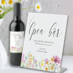 Wilde bloem Open Bar Weddenschap Reclamebord Met Voetstuk
