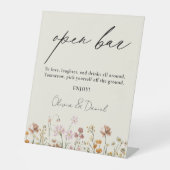 Wilde bloem Open Bar Weddenschap Reclamebord Met Voetstuk (Voorkant)