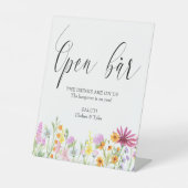 Wilde bloem Open Bar Weddenschap Reclamebord Met Voetstuk (Voorkant)