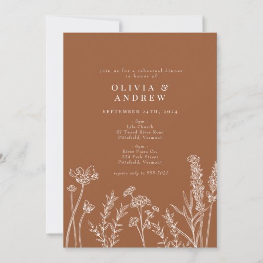 Wilde bloem Oranje repetitie binnenste Kaart (Voorkant)