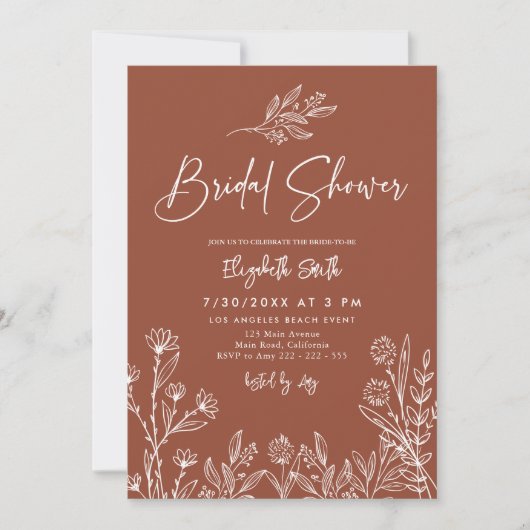 Wilde bloem Oranje Terracotta Vrijgezellenfeest Kaart (Voorkant)