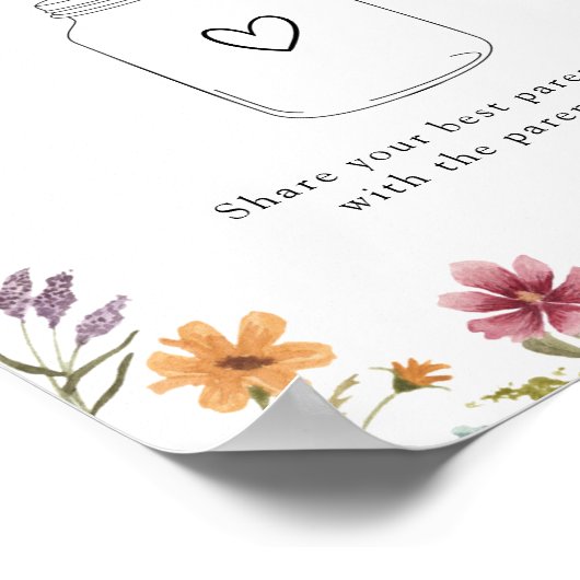 Wilde bloem Ouderschap Tip Jar Poster (Hoek)