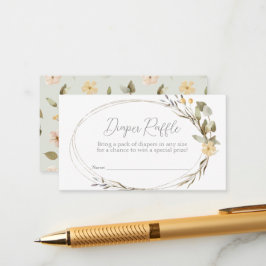 Wilde bloem Ovaal Baby shower Diaper Raffle Ticket Informatiekaartje