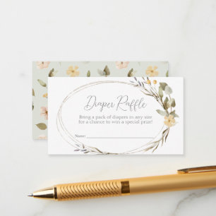 Wilde bloem Ovaal Baby shower Diaper Raffle Ticket Informatiekaartje
