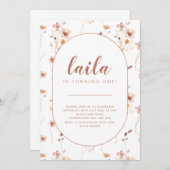 Wilde bloem Oval Birthday Invitation Kaart (Voorkant / Achterkant)