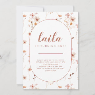 Wilde bloem Oval Birthday Invitation Kaart