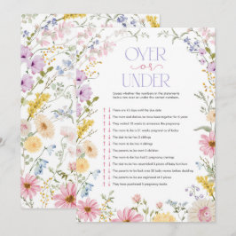 Wilde bloem Over of onder baby shower spelkaart Kaart