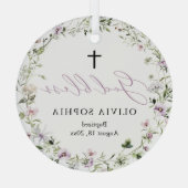 Wilde bloem Paars Girl Cross Baptism Ornament (Achterkant)