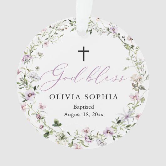 Wilde bloem Paars meisje Baptisme AcrylOrnament Ornament (voorkant)