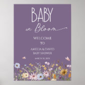 Wilde bloem Paarse Baby in Bloom Baby Shower Poster (Voorkant)