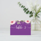 Wilde bloem paarse bruiloft plaatskaartje (Staand voorkant)