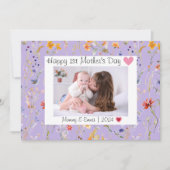 Wilde bloem paarse eerste Moederdag Foto Bedankkaart (Voorkant)