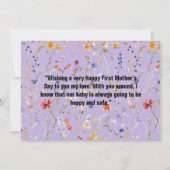 Wilde bloem paarse eerste Moederdag Foto Bedankkaart (Achterkant)