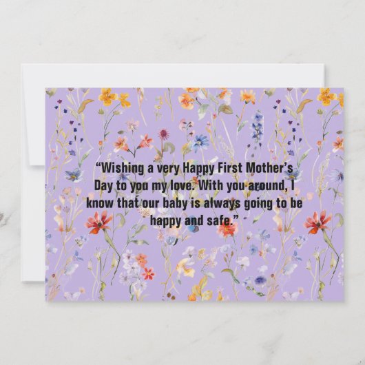 Wilde bloem paarse eerste Moederdag Foto Bedankkaart (Achterkant)