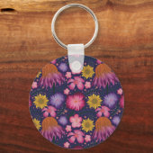 Wilde bloem Paarse Floral, gepersonaliseerd Sleutelhanger (Achterkant)