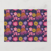 Wilde bloem Paarse Floral Pattern Briefkaart (Voorkant)