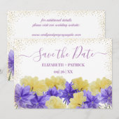 Wilde bloem paarse rapsodie save the date kaart (Voorkant / Achterkant)