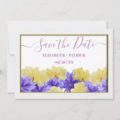Wilde bloem paarse rapsodie save the date kaart (Voorkant)