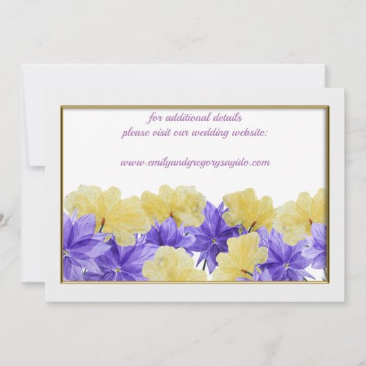 Wilde bloem paarse rapsodie save the date kaart (Achterkant)