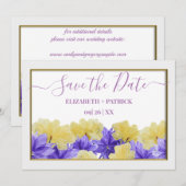 Wilde bloem paarse rapsodie save the date kaart (Voorkant / Achterkant)