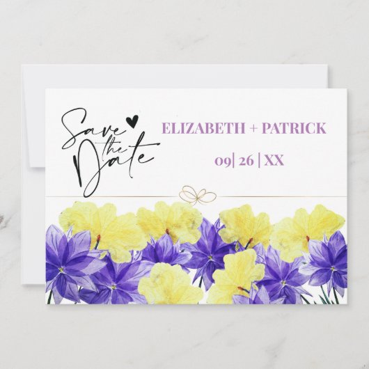 Wilde bloem paarse rapsodie save the date kaart (Voorkant)