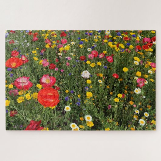 Wilde bloem - papavers, maisems, cornbloemen legpuzzel (Horizontaal)