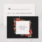 Wilde bloem papavery botanische donkere bruiloft RSVP kaartje (Voorkant / Achterkant)