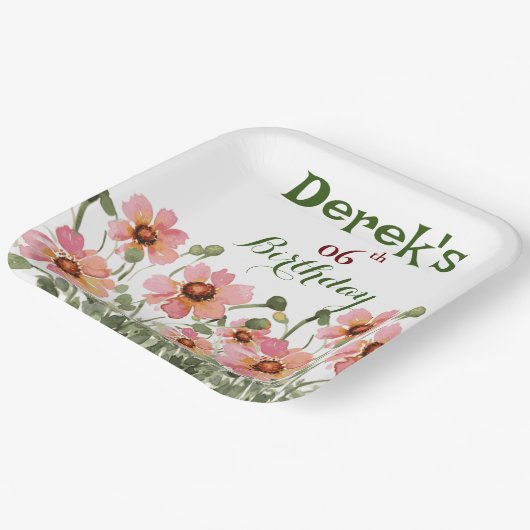 wilde bloem papieren bordje (Gebogen)