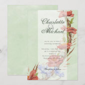 Wilde bloem papies cornflower bruiloft kaart (Voorkant / Achterkant)