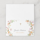 Wilde bloem Paptism Roze Gold Boho Girl Place Card Plaatskaartje (Buitenkant ongevouwen)