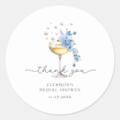 Wilde bloem Parels Prosecco Bedankt Bruidsfeestje Ronde Sticker (Voorkant)
