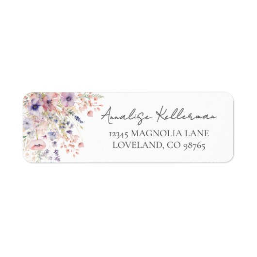 Wilde Bloem Pastel Bloemen Retouradres Etiket (Voorkant)