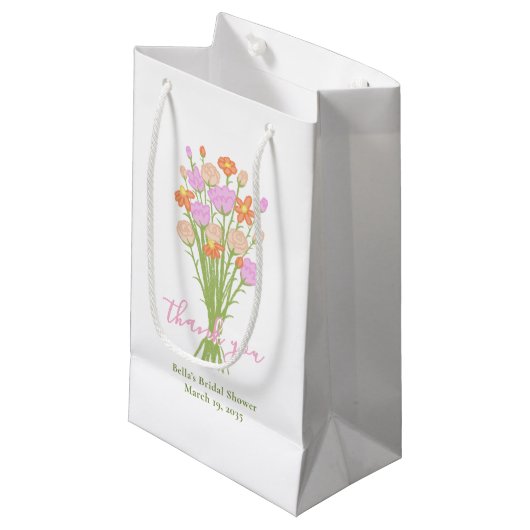 Wilde bloem Pastel Bruiloftsfeest Aangepaste Dank Klein Cadeauzakje (Voorkant Gekanteld)