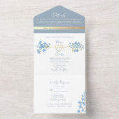 Wilde bloem Periwinkle Dusty Blue Wedding All In One Uitnodiging (Binnen)