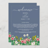 Wilde bloem Periwinkle Dusty Blue Wedding Itinerar Programmakaart (Voorkant / Achterkant)