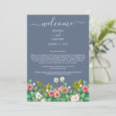 Wilde bloem Periwinkle Dusty Blue Wedding Itinerar Programmakaart (Staand voorkant)